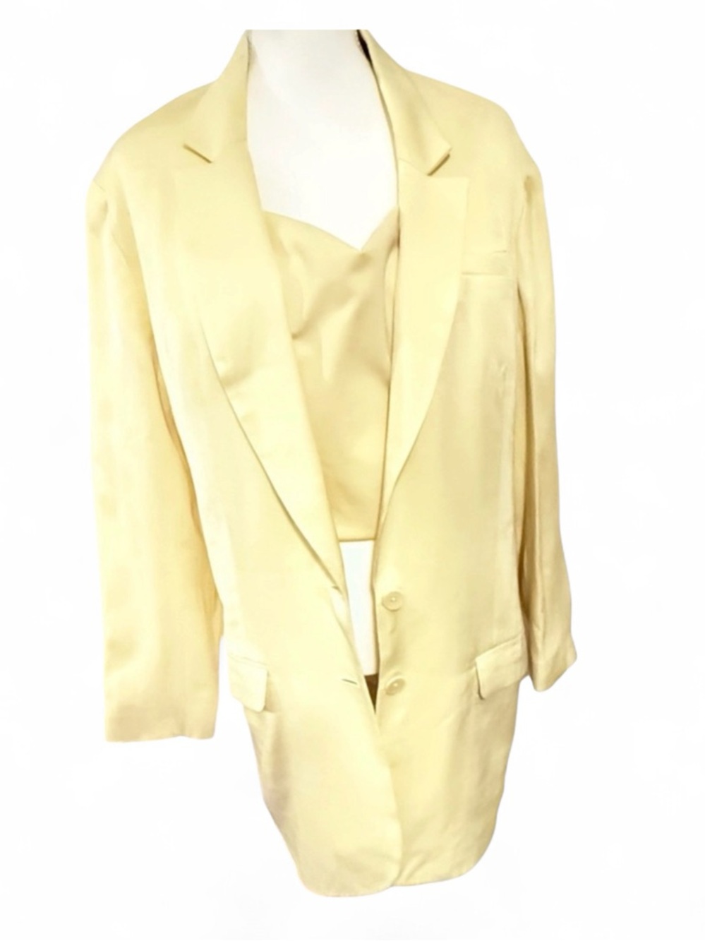 Express Linen Boyfriend Blazer in Yellow